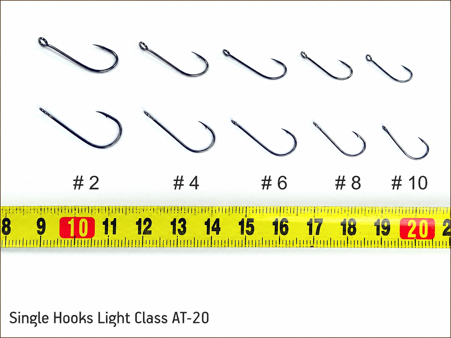 JigHead Single Hooks Light Class AT-20 maten #2, #4, #6, #8 en #10 op meetlint